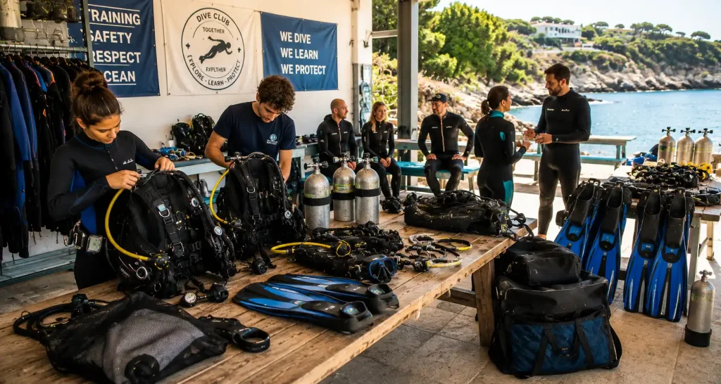 Diving equipment for clubs and associations during organized training activities