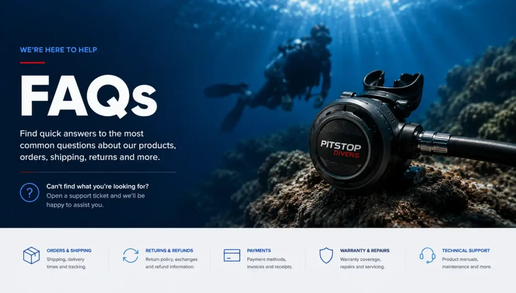 Diving equipment FAQs and customer support at Pitstop Divers