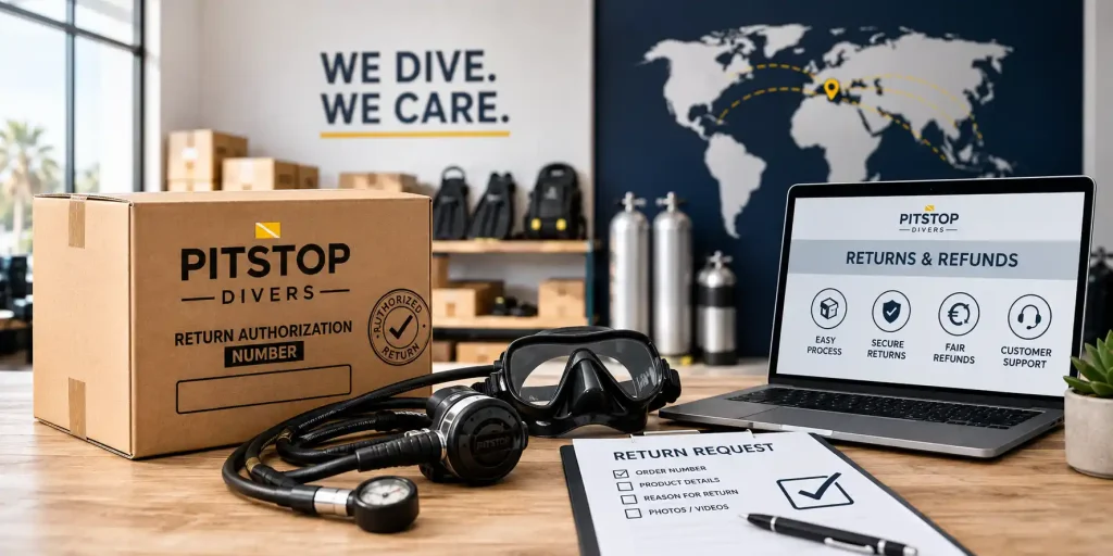 Diving equipment returns and refunds service at Pitstop Divers