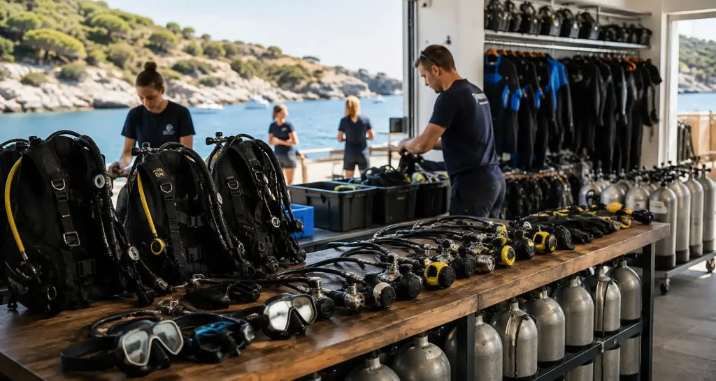 Professional diving equipment for dive centers and diving schools