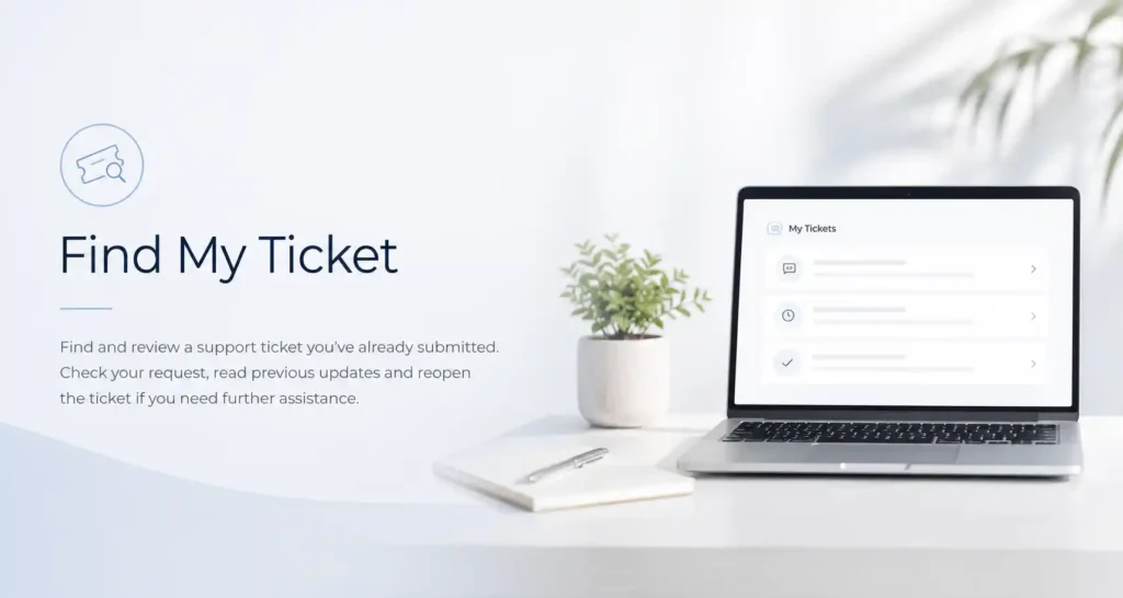 Pitstop Divers Find My Ticket customer support page