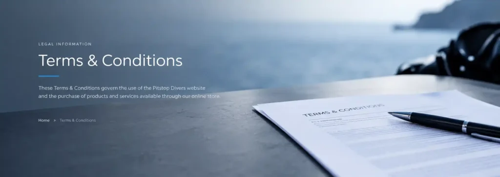 Pitstop Divers Terms & Conditions for online purchases